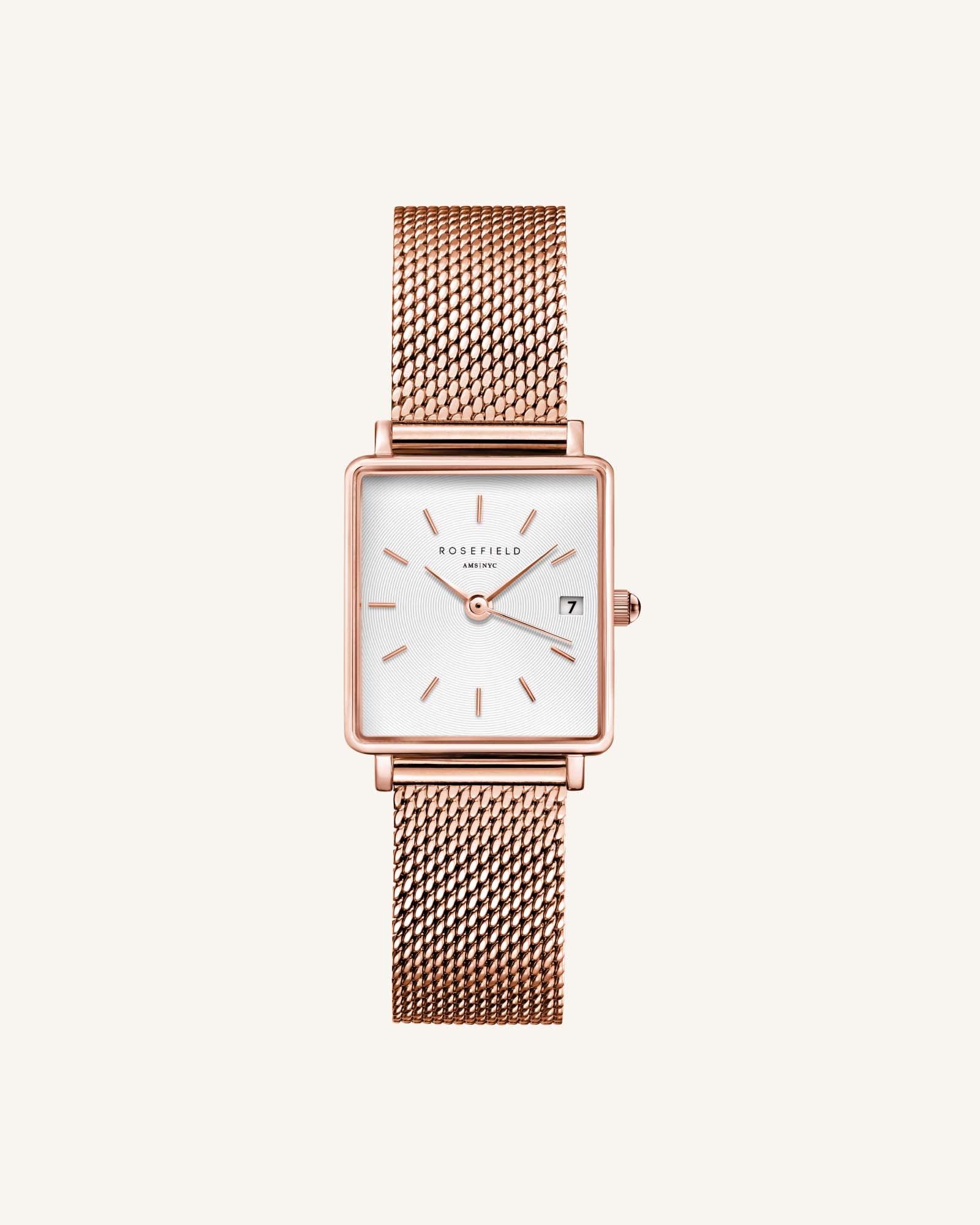 Montre Rosefield Rose Gold Boxy XS Rose Gold Mesh Rosefield Official