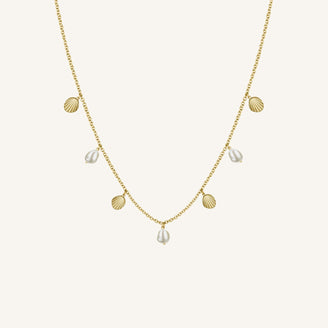 Multi shell and pearl necklace JMSPNG-J161,leftcolumn,