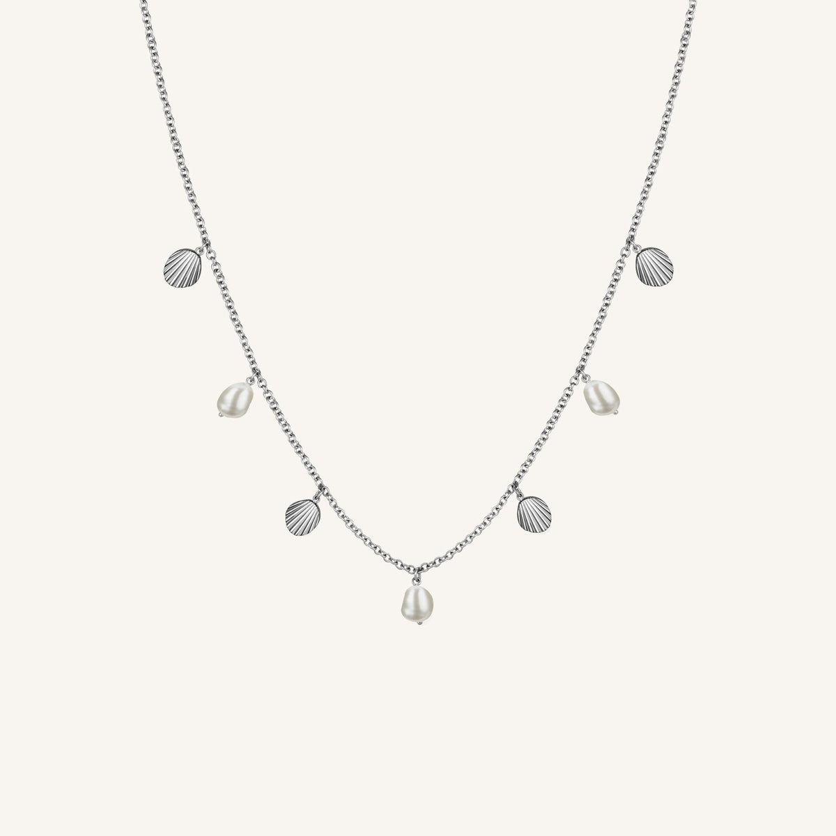 Multi shell and pearl necklace JMSPNG-J161,leftcolumn,