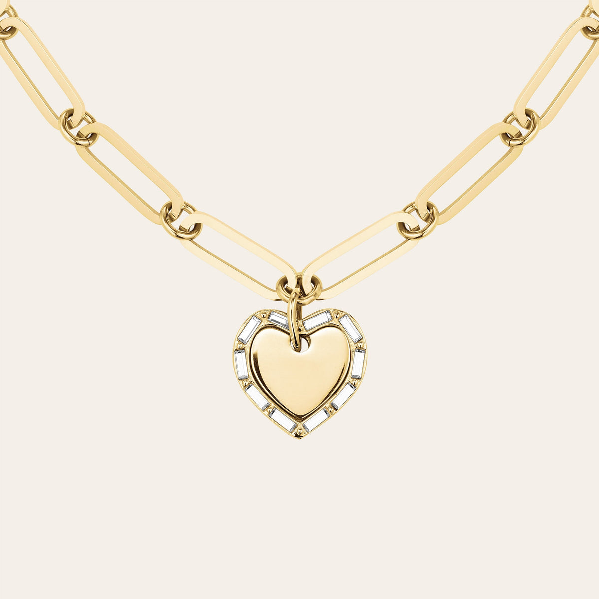 Heart Baguette Necklace JNHBG-J1148, leftcolumn