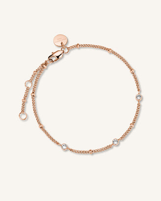 Bracelet Triple Crystals Dotted Chain leftcolumn