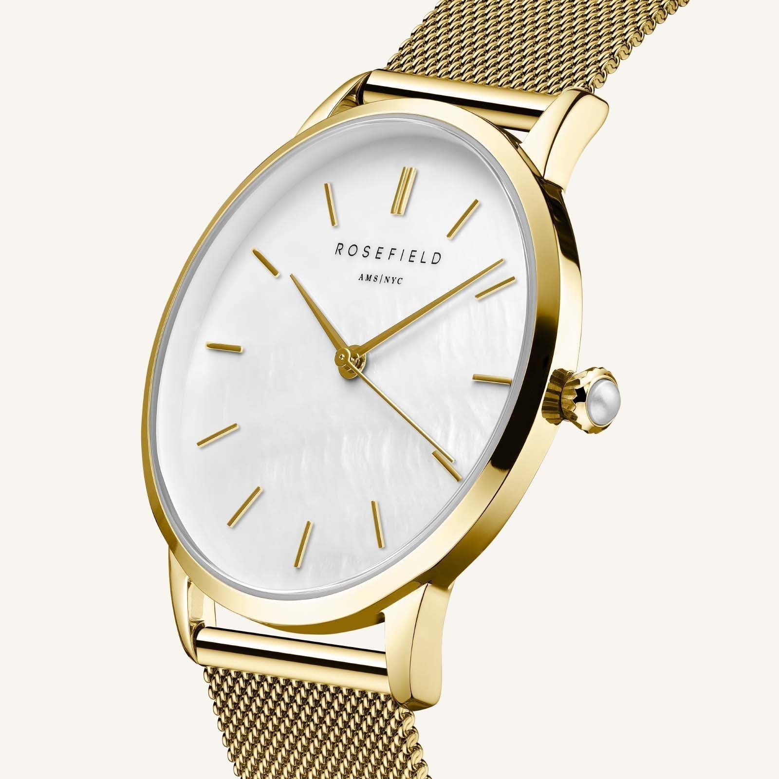 Mesh Horloge Rosefield Pearl Edit Mesh Gold